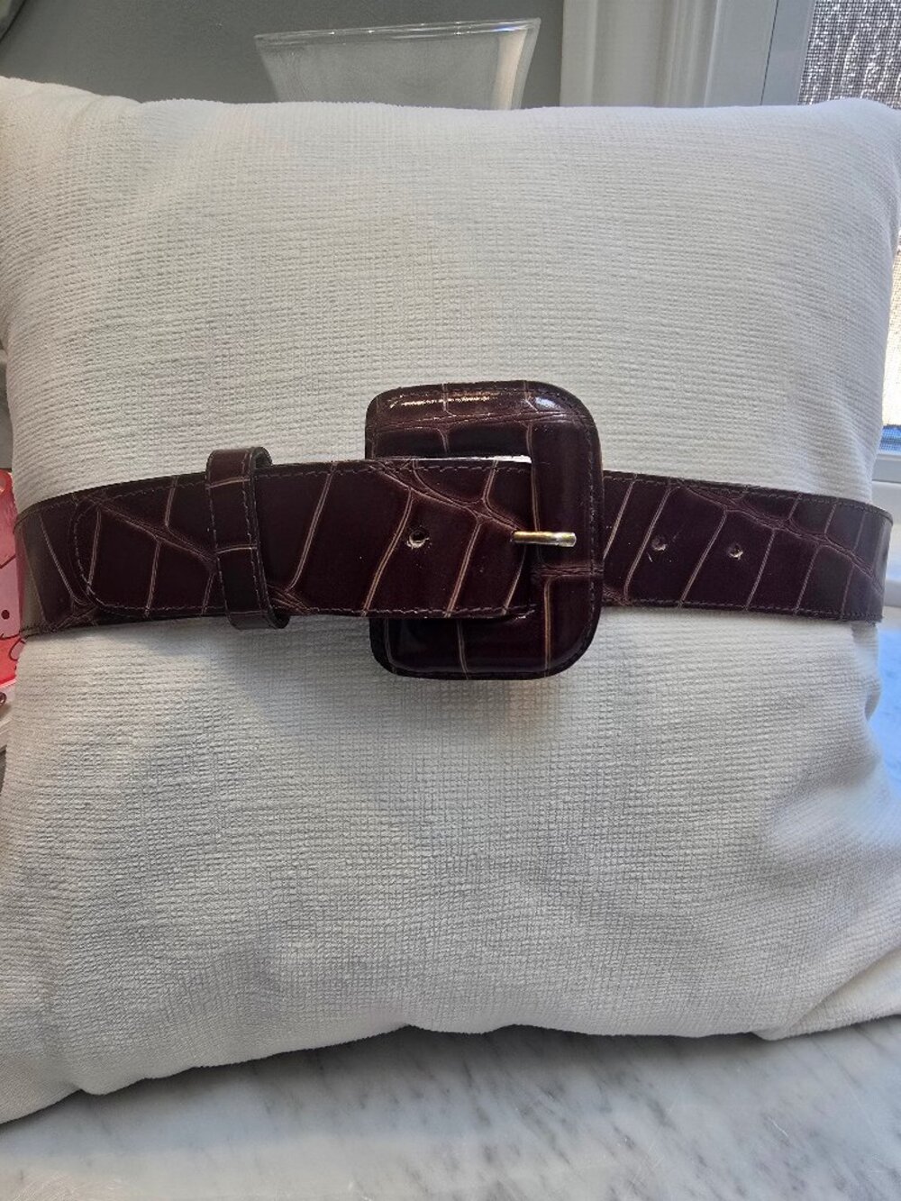 Vintage Cipriani Brown Italian Alligator Calfskin Womens 1.5" belt size s/m